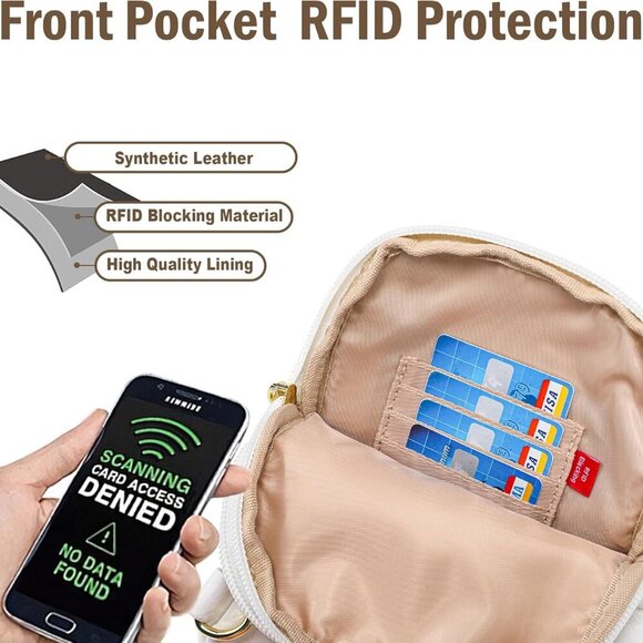 Luxury Sling Bag in Vegan Leather with RFID and Clear Window - Travel Essential - Picture 4 of 8